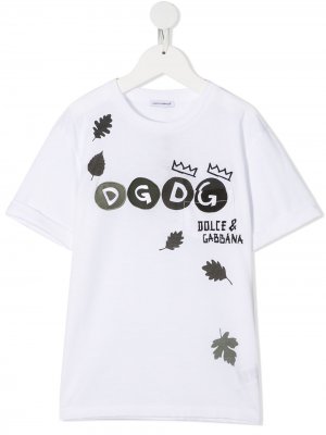 Футболка с логотипом Dolce & Gabbana Kids. Цвет: белый