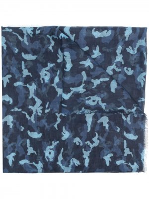 Легкий шарф с камуфляжным принтом Emporio Armani. Цвет: синий