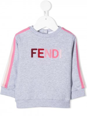 Толстовка с вышитым логотипом Fendi Kids. Цвет: серый