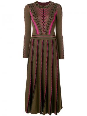 Плиссированное трикотажное платье Temperley London. Цвет: зеленый