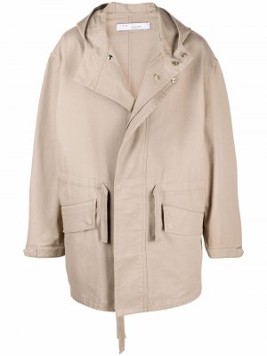 Однобортное пальто с капюшоном IRO. Цвет: нейтральные цвета