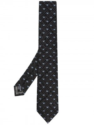 Жаккардовый галстук с логотипом Emporio Armani. Цвет: серый