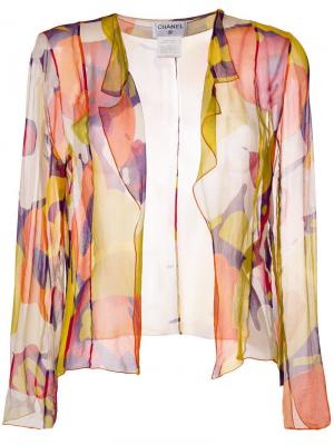 Прозрачная блузка с принтом Chanel Pre-Owned. Цвет: желтый