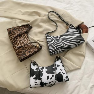 Модные женские сумки с леопардовым принтом, сумка подмышки, осенние новые сумки, нишевые полосатым принтом VIA ROMA