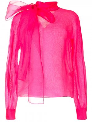 Блузка с высоким воротником из органзы The 2Nd Skin Co.. Цвет: розовый