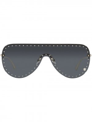 Солнцезащитные очки-маска VE2230B Versace Eyewear. Цвет: черный