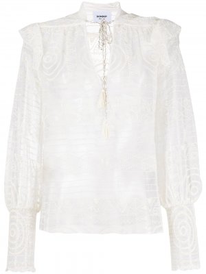Блузка с оборками и вышивкой Dondup. Цвет: белый