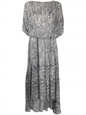 Расклешенное платье макси с анималистичным принтом 8pm. Цвет: белый