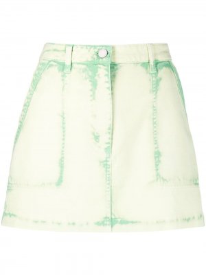 Джинсовая юбка мини с принтом тай-дай Alberta Ferretti. Цвет: зеленый