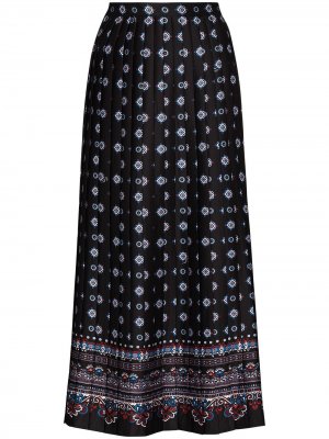 Плиссированная юбка с геометричным принтом Erdem. Цвет: черный