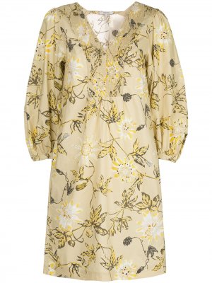 Платье-рубашка с цветочным принтом Dorothee Schumacher. Цвет: желтый