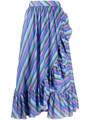 Полосатая юбка с оборками Zimmermann. Цвет: фиолетовый