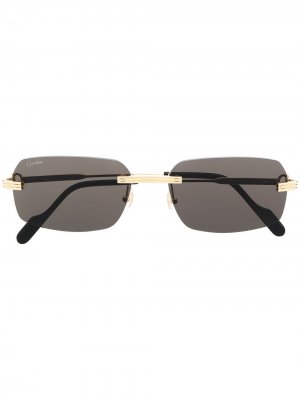 Солнцезащитные очки в квадратной оправе Cartier Eyewear. Цвет: золотистый