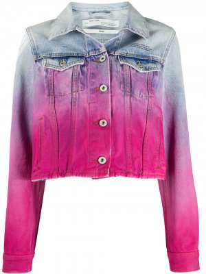 Джинсовая куртка с эффектом разбрызганной краски Off-White. Цвет: розовый