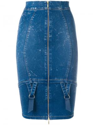 Джинсовая юбка средней длины Candy Murmur. Цвет: синий