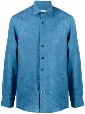 Рубашка с вышивкой Pegaso Etro. Цвет: синий