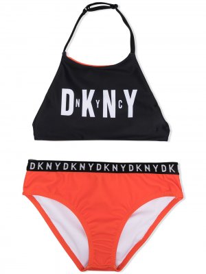 Бикини с логотипом и вырезом халтер Dkny Kids. Цвет: оранжевый