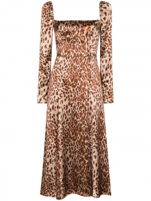 Платье миди Maryanne с леопардовым принтом Reformation. Цвет: коричневый
