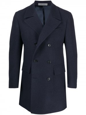 Двубортное пальто Corneliani. Цвет: синий