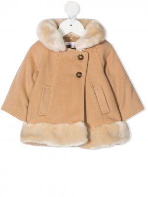 Трикотажное пальто с искусственным мехом Chloé Kids. Цвет: нейтральные цвета