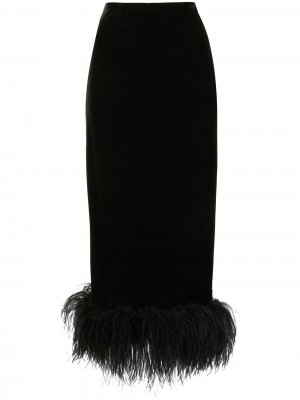 Бархатная юбка-карандаш с перьями 16Arlington. Цвет: черный