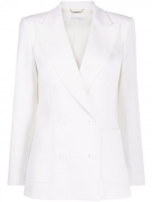 Двубортный приталенный пиджак Alberta Ferretti. Цвет: белый