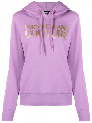 Толстовка с логотипом и эффектом металлик Versace Jeans Couture. Цвет: фиолетовый