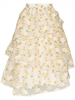 Ярусная юбка Lorena с завышенной талией Shrimps. Цвет: желтый