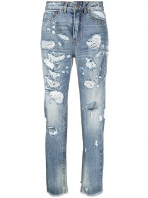 Укороченные джинсы с прорезями John Richmond. Цвет: синий