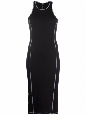 Приталенное платье миди с контрастной строчкой MCQ. Цвет: черный
