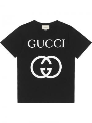 Футболка кроя оверсайз с логотипом Gucci. Цвет: черный