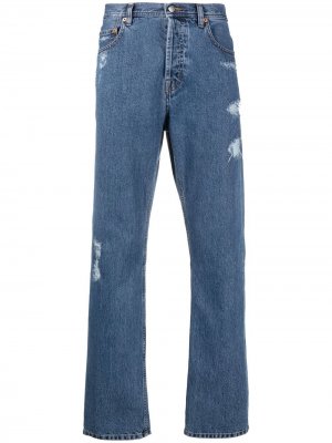 Прямые джинсы с эффектом потертости Trussardi. Цвет: синий