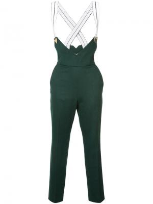 Suspender cropped trousers Vionnet. Цвет: зелёный