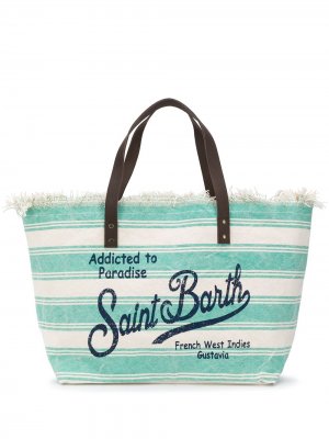 Полосатая пляжная сумка с логотипом Mc2 Saint Barth. Цвет: нейтральные цвета
