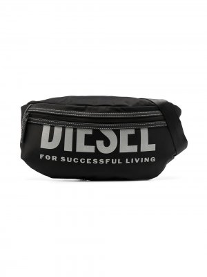 Поясная сумка с логотипом Diesel Kids. Цвет: черный