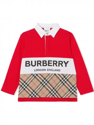 Рубашка поло в клетку Burberry Kids. Цвет: красный