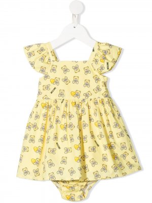 Комплект из платья и блумеров с принтом Teddy Bear Moschino Kids. Цвет: желтый