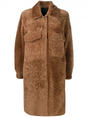 Двустороннее однобортное пальто Simonetta Ravizza. Цвет: коричневый