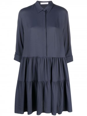 Платье-рубашка со складками Fabiana Filippi. Цвет: синий