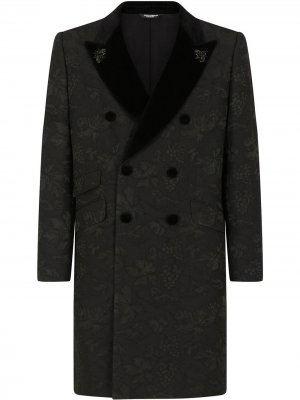 Двубортное кашемировое пальто с поясом Dolce & Gabbana. Цвет: черный