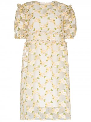 Платье odore с пышными рукавами и цветочной вышивкой Shrimps. Цвет: желтый
