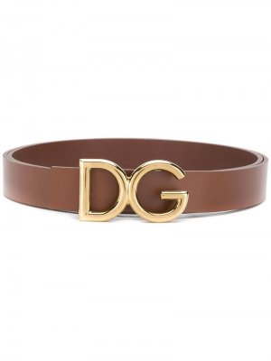 Ремень с металлическим логотипом Dolce & Gabbana. Цвет: коричневый