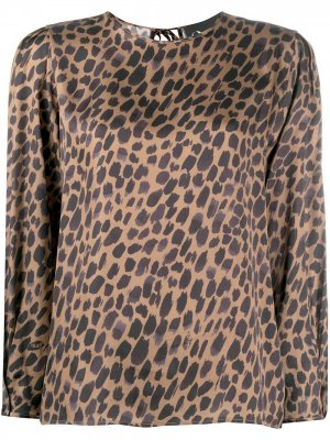 Блузка с леопардовым принтом 8pm. Цвет: коричневый