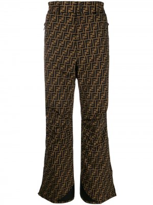 Широкие брюки с завышенной талией и узором FF Fendi. Цвет: коричневый