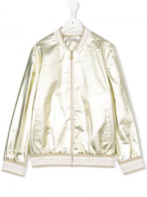 Куртка-бомбер с металлическим отблеском Baby Dior. Цвет: металлик