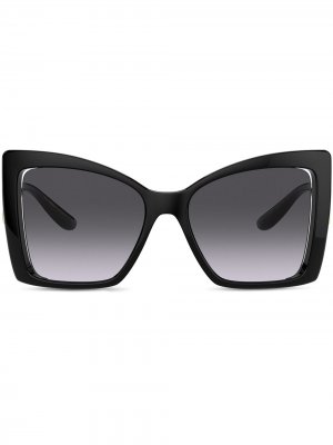 Солнцезащитные очки в квадратной оправе с логотипом Dolce & Gabbana Eyewear. Цвет: черный