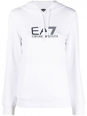Худи с логотипом Ea7 Emporio Armani. Цвет: белый