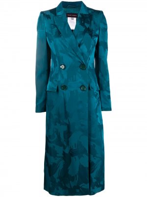 Жаккардовое пальто с эффектом разбрызганной краски Talbot Runhof. Цвет: синий
