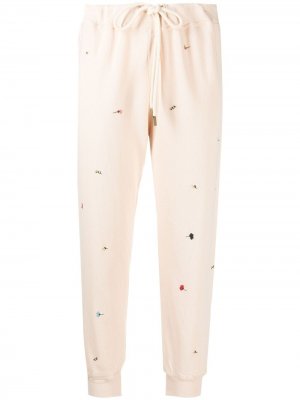 Укороченные брюки с цветочной вышивкой The Great.. Цвет: розовый