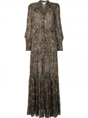 Платье макси с узором пейсли Veronica Beard. Цвет: коричневый